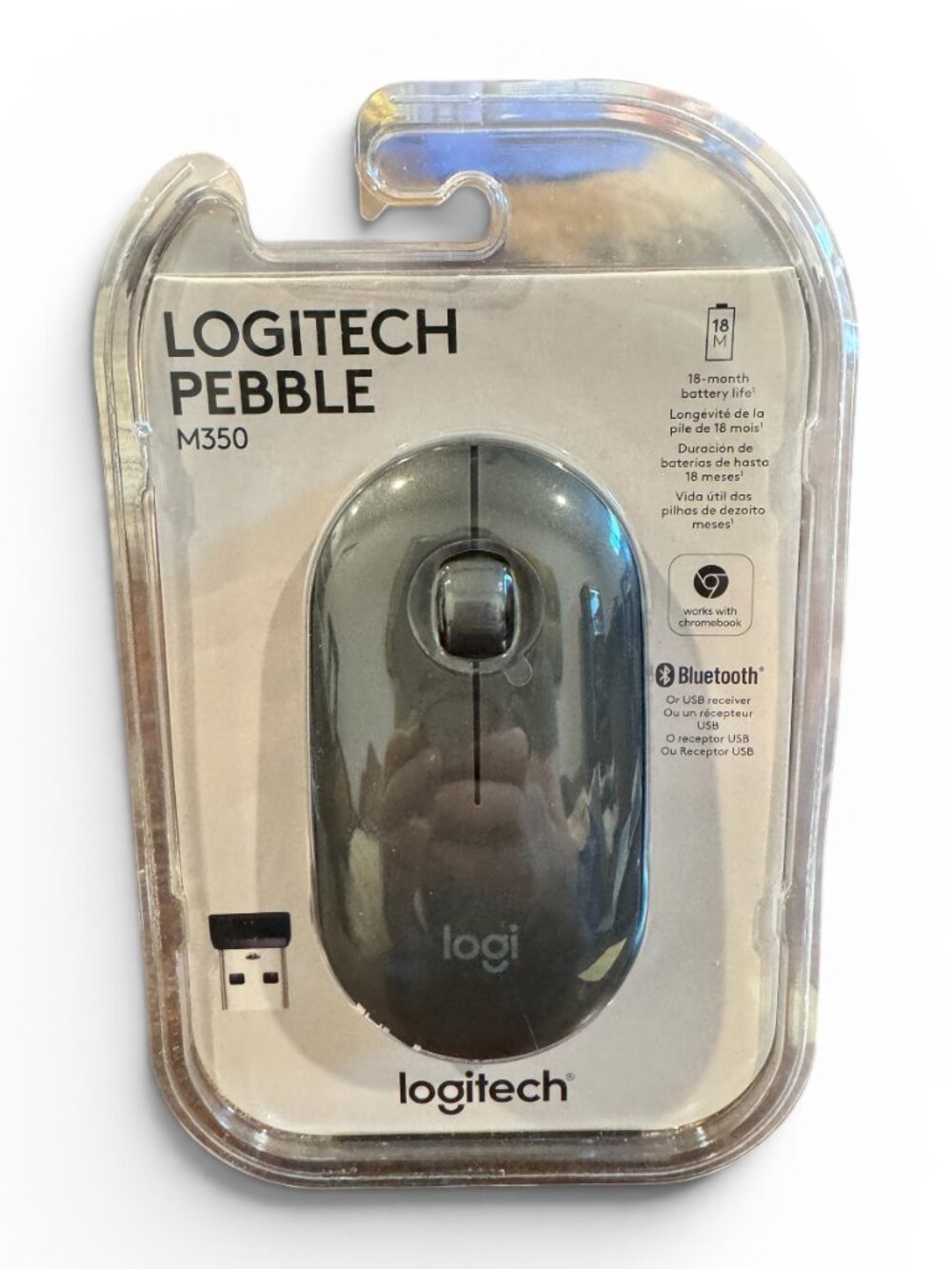 Logitech Pebble M350 Wireless Mouse NIB - Graphite | Bluetooth & USB | Silent